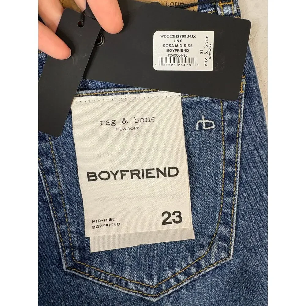 Rag & Bone Rosa Mid Rise Boyfriend Jeans Tapered Streetwear 90s Baggy Y2K 23